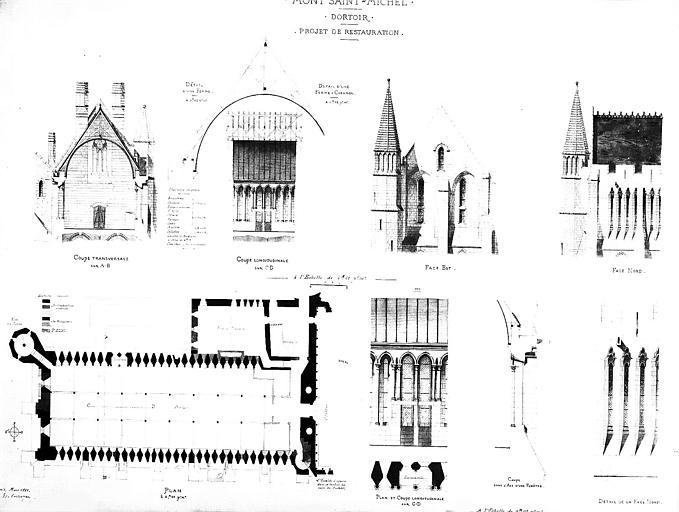 Projet de restauration du dortoir : Plans, coupes et élévations