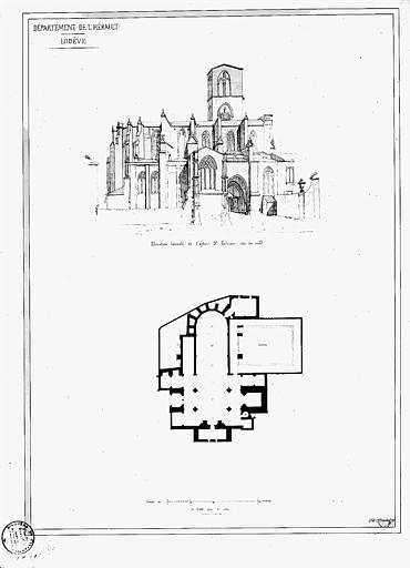 Plan général et élévation de la façade nord