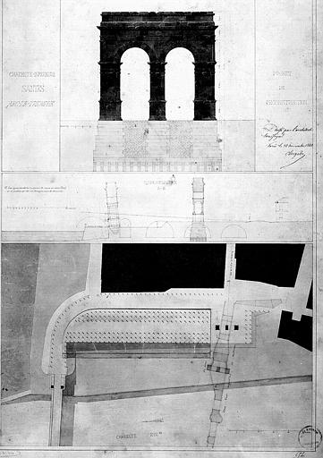 Projet de reconstruction : Elévation, coupe et plan de situation