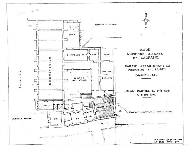 Plan partiel du 1e étage de l'orphelinat (partie appartenant aux médaillés militaires)