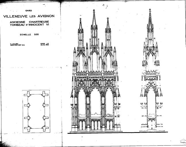 Tombeau d'Innocent VI : Plan et élévations