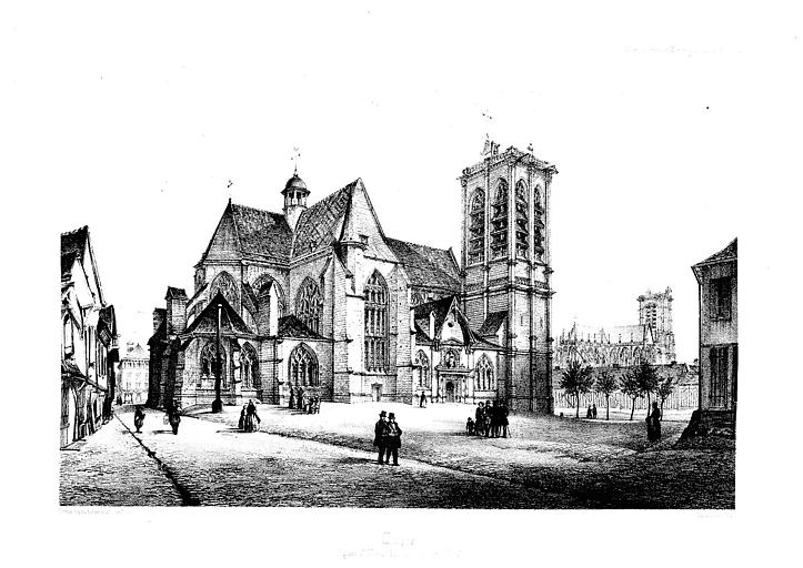 Lithographie : Façade latérale nord