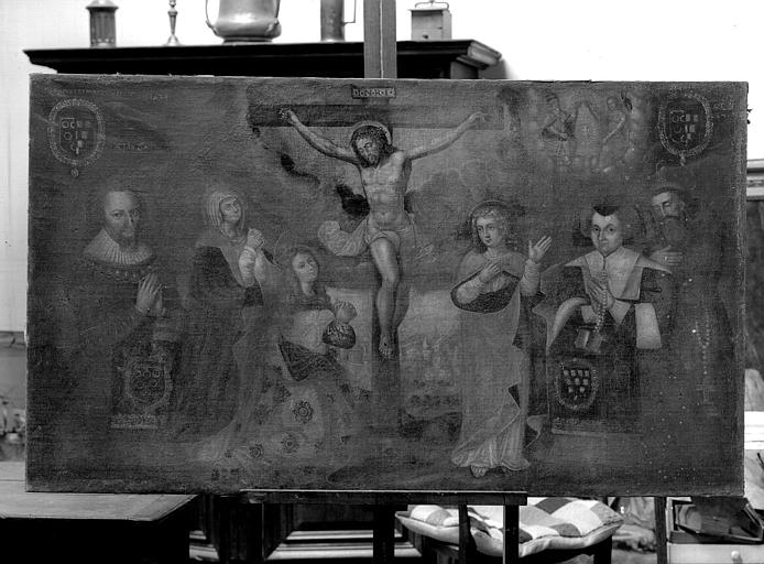 Peinture sur toile : La Crucifixion et les donateurs