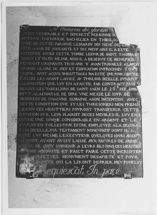 plaque funéraire d'Antoine Thérouède - © Ministère de la Culture (France), Médiathèque du patrimoine et de la photographie, Tous droits réservés