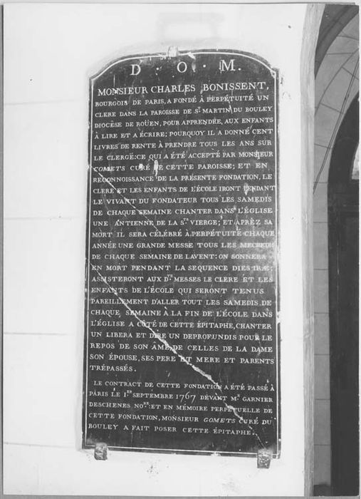 plaque funéraire de Charles Bonissent - © Ministère de la Culture (France), Médiathèque du patrimoine et de la photographie, Tous droits réservés