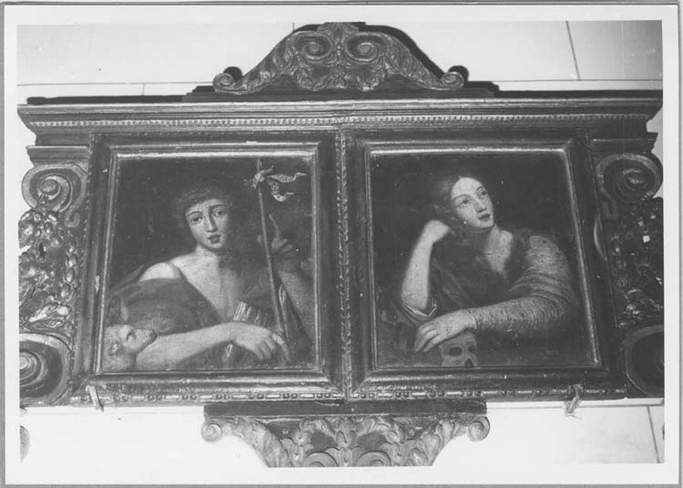 deux tableaux et leur encadrement : Saint Jean-Baptiste et Sainte Madeleine - © Ministère de la Culture (France), Médiathèque du patrimoine et de la photographie, Tous droits réservés