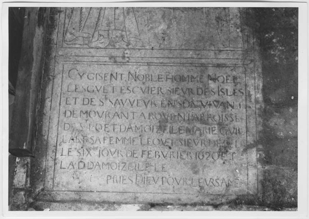 dalle funéraire de Noël Lesguet et Marie Guillard son épouse - © Ministère de la Culture (France), Médiathèque du patrimoine et de la photographie, Tous droits réservés
