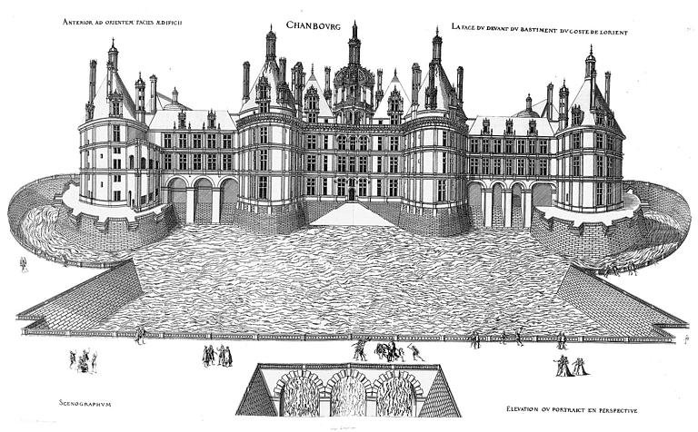 Dessin en perspective de la façade est sur le parc