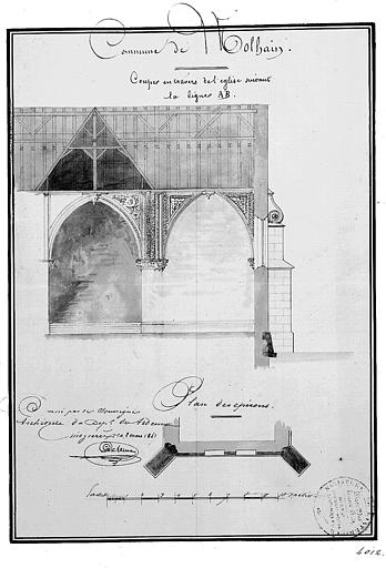 Coupe transversale et plan des éperons