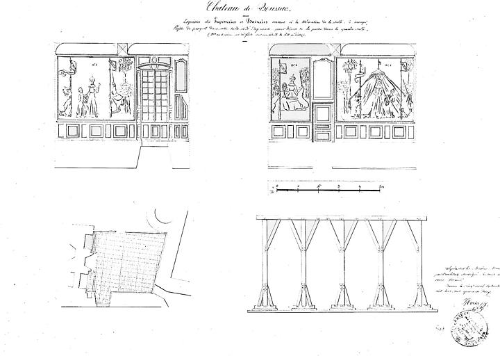 Esquisse des tapisseries et boiseries pour la décoration de la salle à manger