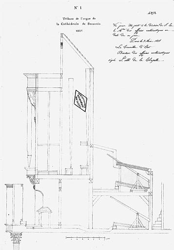 Coupe de la tribune d'orgue