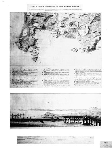 Restauration des thermes : Carte du golfe de Pouzzoles avec une partie des champs phlegréens (fig 1) et vue générale du golfe (fig. 2)