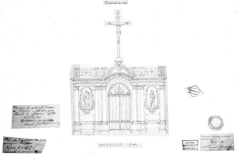 Elévation du jubé (plume et lavis)