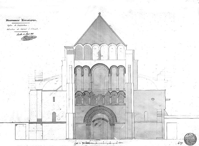 Elévation du portail ouest (plume et lavis)