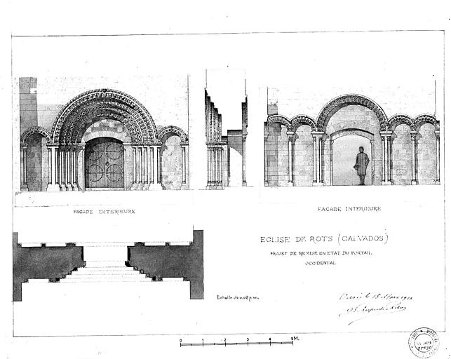 Projet de remise en état du portail occidental (plume et lavis)