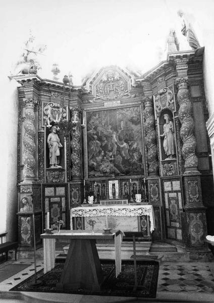 autel, retable, tableau : La Présentation de la Vierge au Temple, statues (maître-autel)