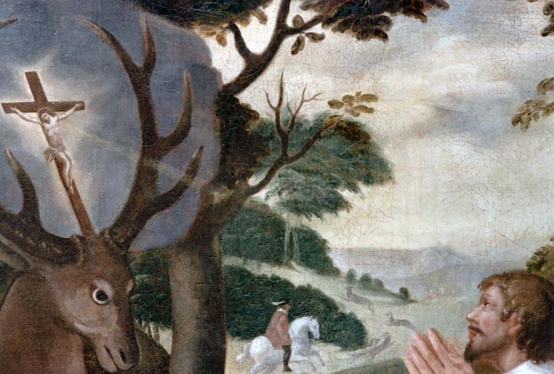 tableau : La Chasse de saint Hubert, détail