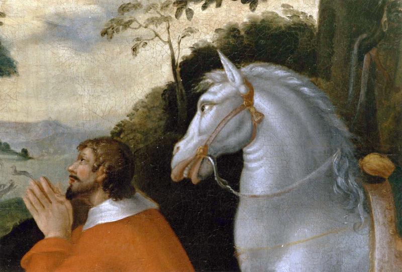 tableau : La Chasse de saint Hubert, détail