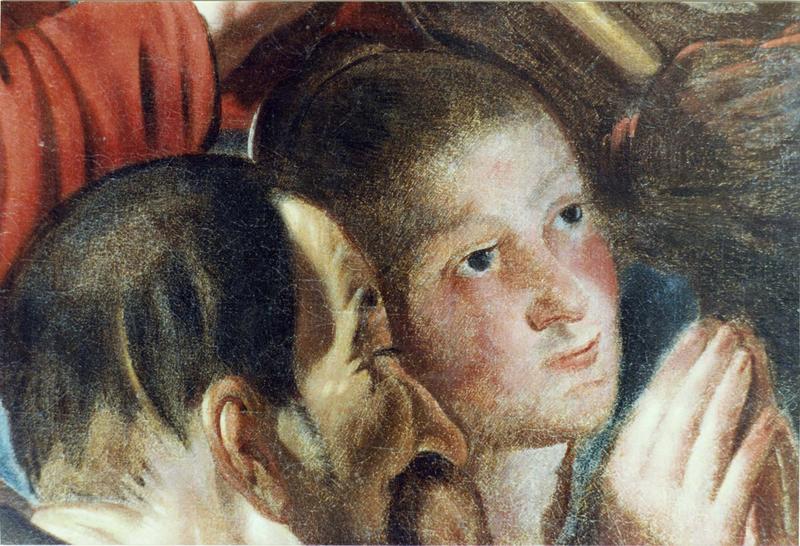 tableau : L' Adoration des bergers, détail des visages