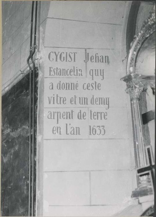 inscription peinte de Jehan Estancelin - © Ministère de la Culture (France), Médiathèque du patrimoine et de la photographie, diffusion GrandPalaisRmn Photo