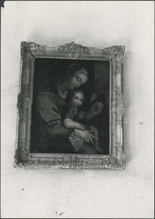 tableau et son cadre : Vierge à l'Enfant à la rose