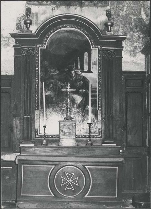 retable de l'autel latéral nord et tableau : Saints sous une galerie