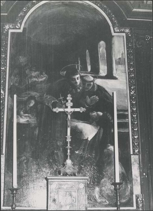 retable de l'autel latéral nord et tableau : Saints sous une galerie