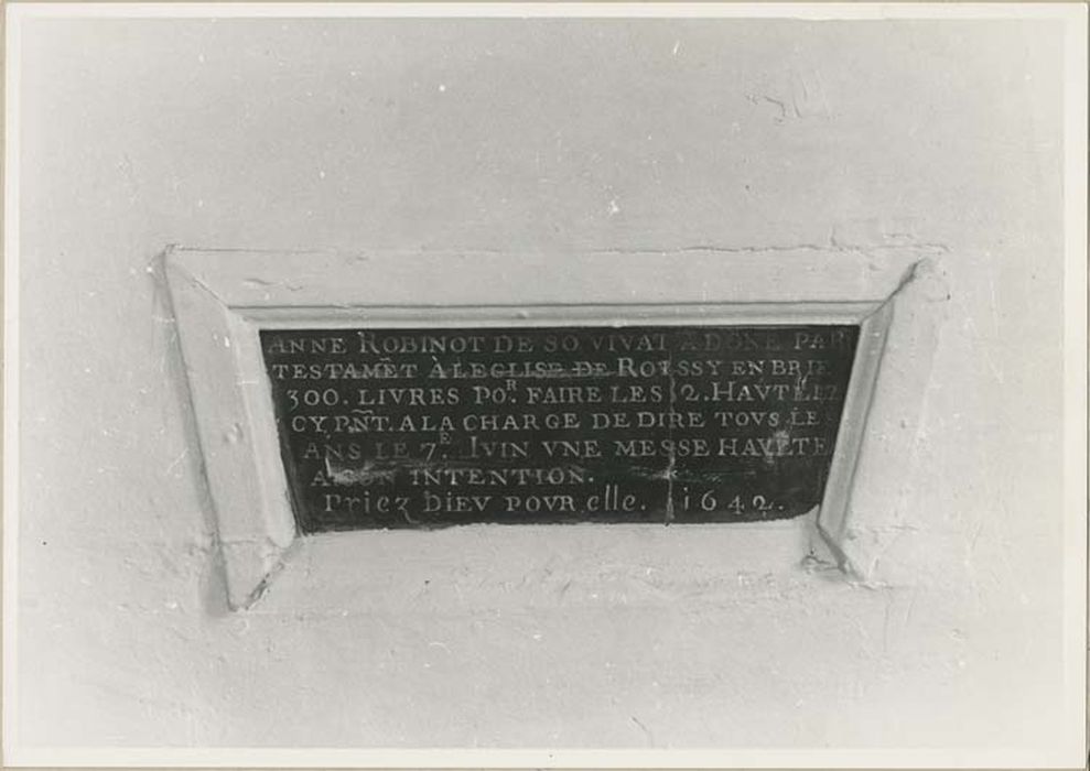 plaque de fondation d'Anne Robinot