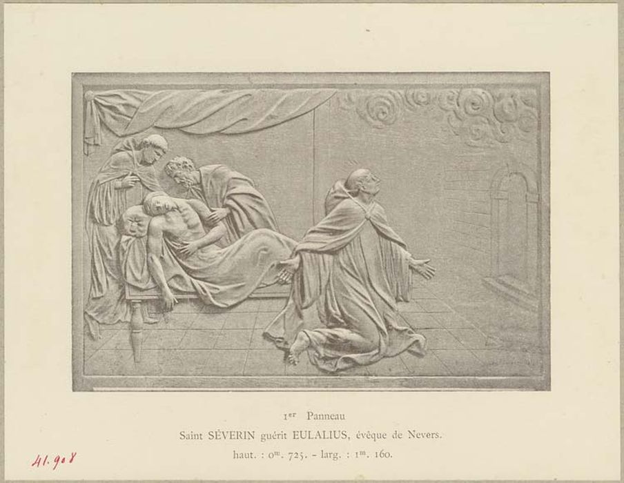 bas-reliefs : Saint Séverin guérissant Eulalius, évêque de Nevers