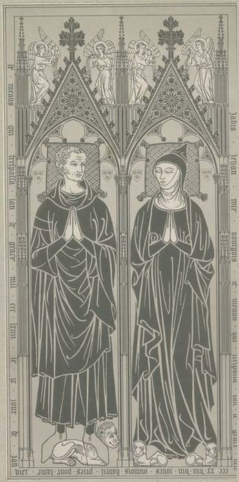 dalle funéraire de Jean Rose, mort en 1328, et de sa femme, morte en 1364