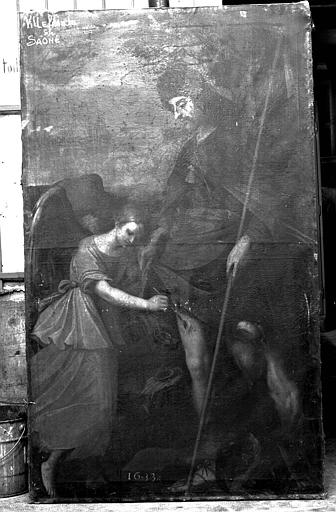 Peinture sur toile : Un ange pansant saint Roch