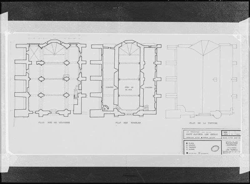 Plans du rez-de-chaussée, des combles et de la toiture