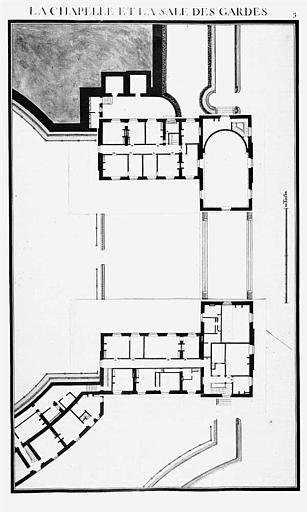 Gravure : Plan de la chapelle et de la salle des Gardes