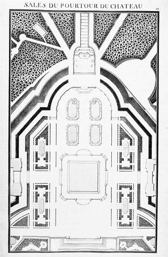 Gravure : Plan des salles du pourtour du château