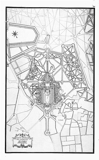 Gravure : Carte générale des conduites de Marly