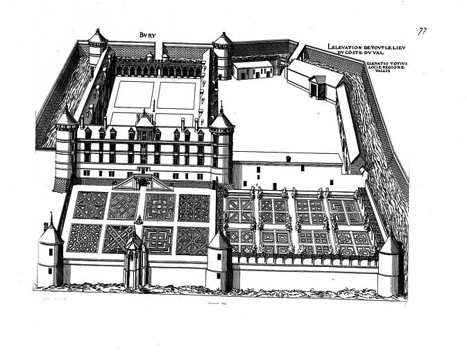 Gravure : Vue générale du côté du val