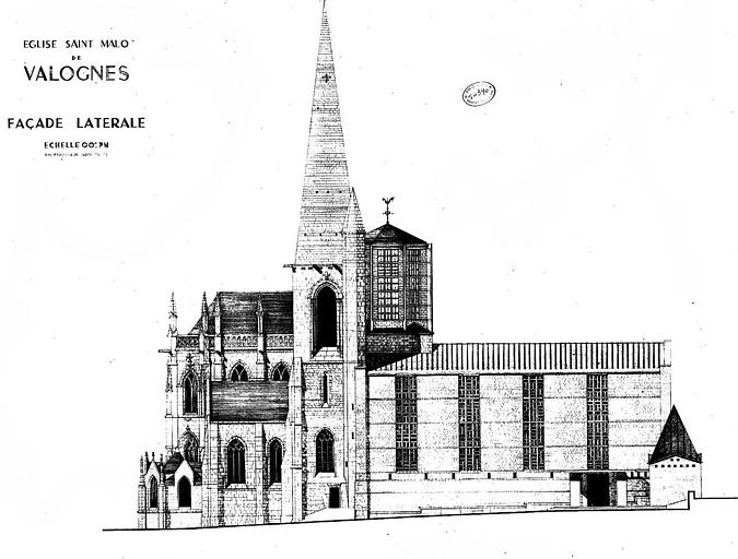 Elévation de la façade latérale nord