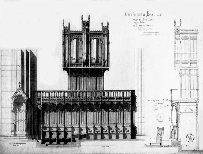 Projet de stalles portant tribune et buffet d'orgue