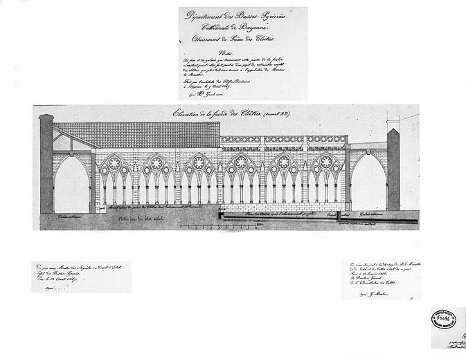 Abaissement du préau du cloître : Coupe