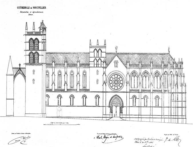 Plan de restauration et d'agrandissement de la toiture : Elévation de la façade sud