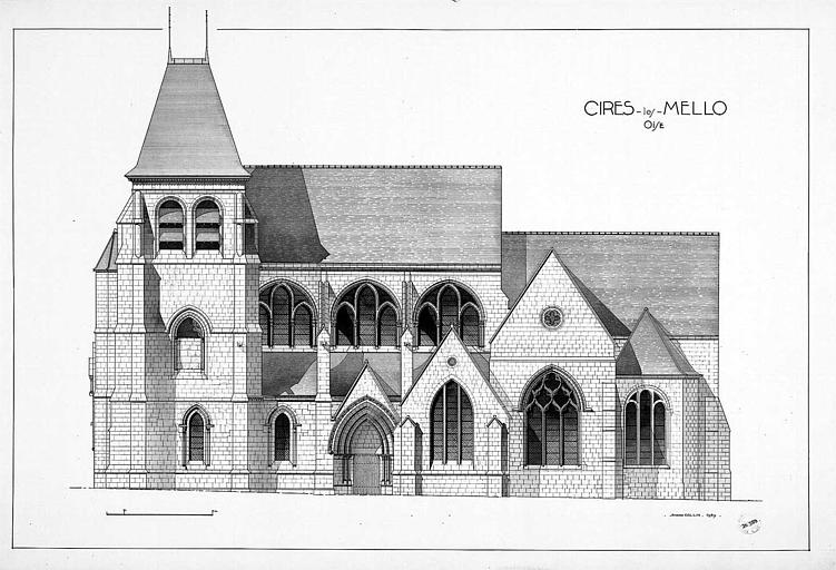 Gravure : Elévation de la façade sud