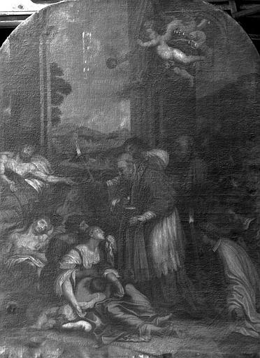 Peinture sur toile : Saint Charles Borromée communiant les pestiférés