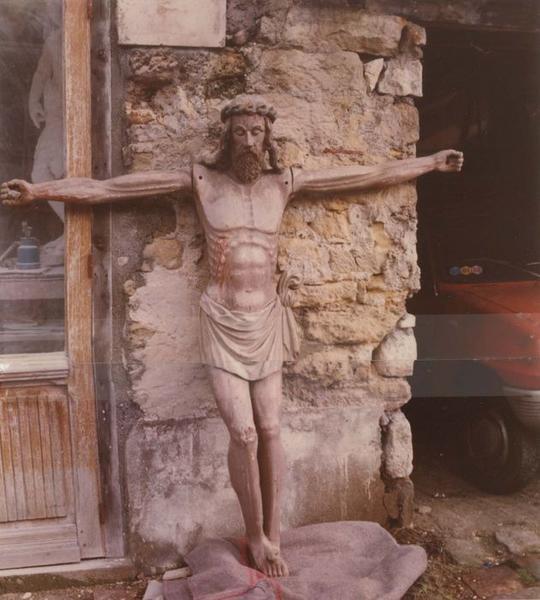 Calvaire : le Christ en croix, la Vierge et saint Jean