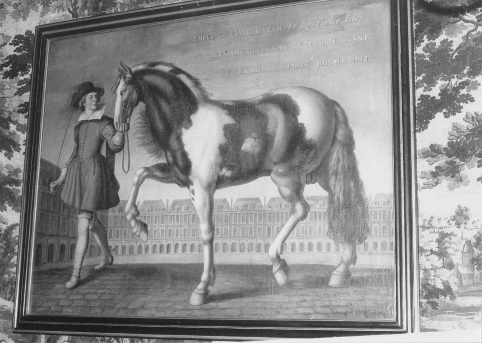 tableau : Cheval de Monseigneur 'le Derviche Turc' et page de la grande écurie avant le carrousel, place royale, 1612