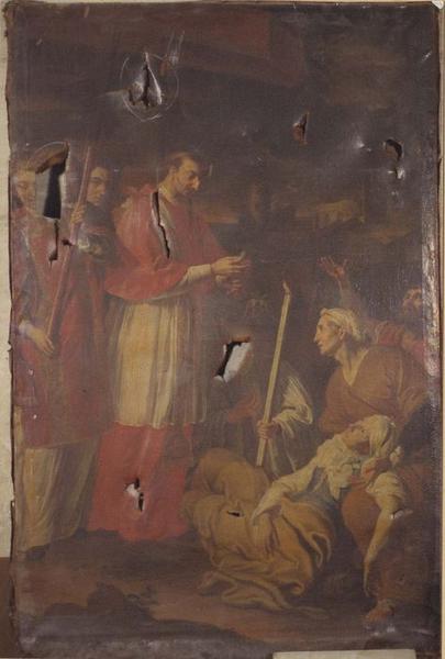 tableau : saint Charles Borromée donnant l'eucharistie aux pestiférés, vue générale - © Ministère de la Culture (France), Médiathèque du patrimoine et de la photographie (objets mobiliers), tous droits réservés