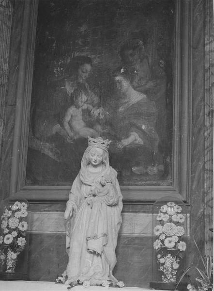 tableau : Le Mariage mystique de sainte Catherine d'Alexandrie, statue de la Vierge à l'enfant, vue générale