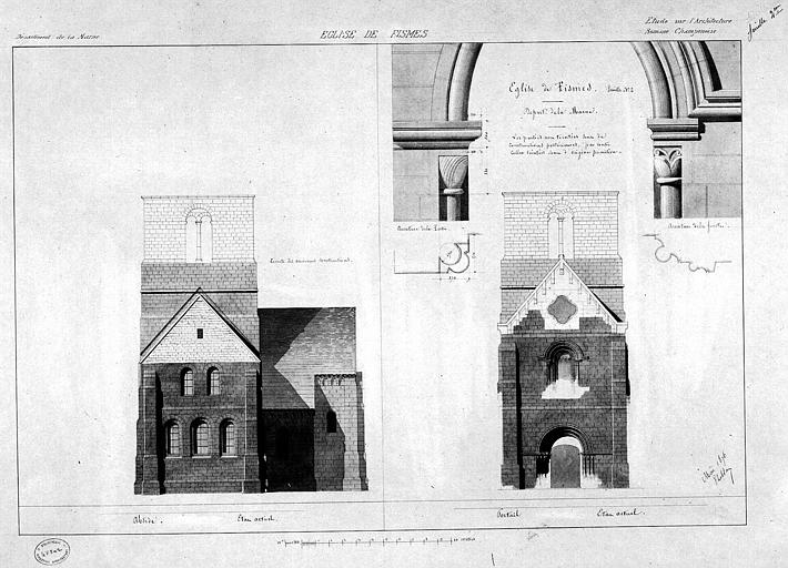 Elévations et détails de l'arcature