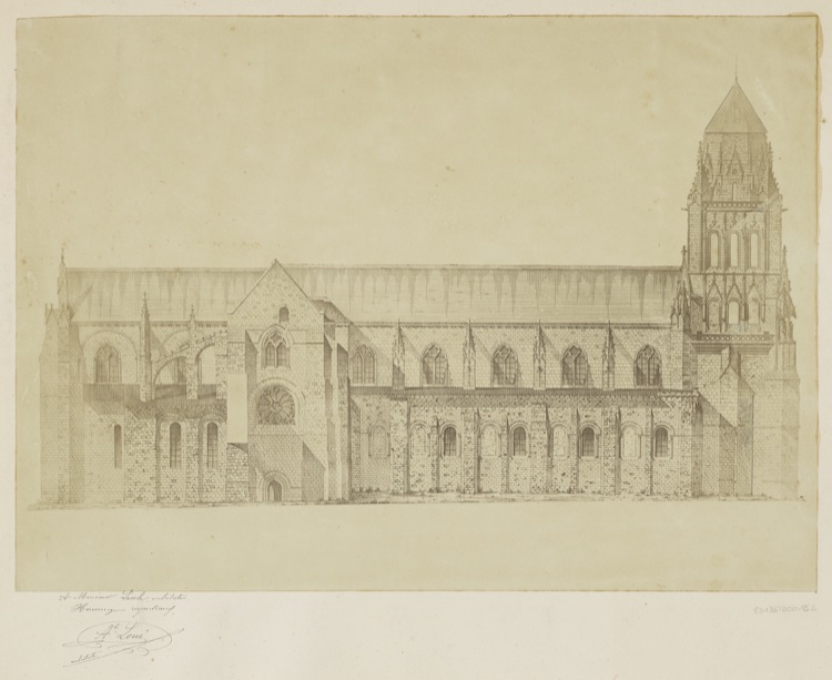 Reproduction d’un dessin de l’église Saint-Léger : côté nord