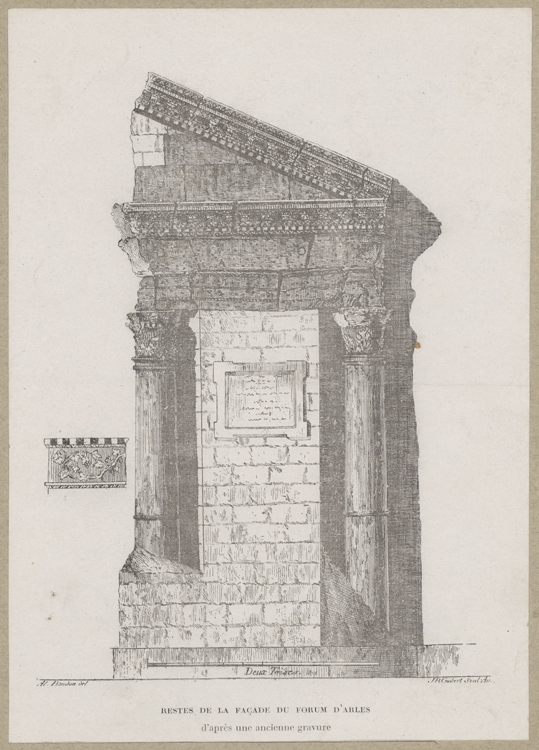 Reproduction d’une gravure : restes de la façade