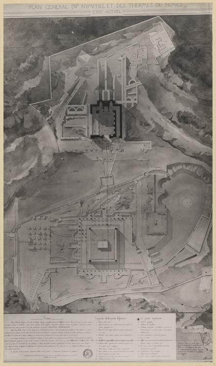 Reproduction d’un plan général du nymphée et des thermes